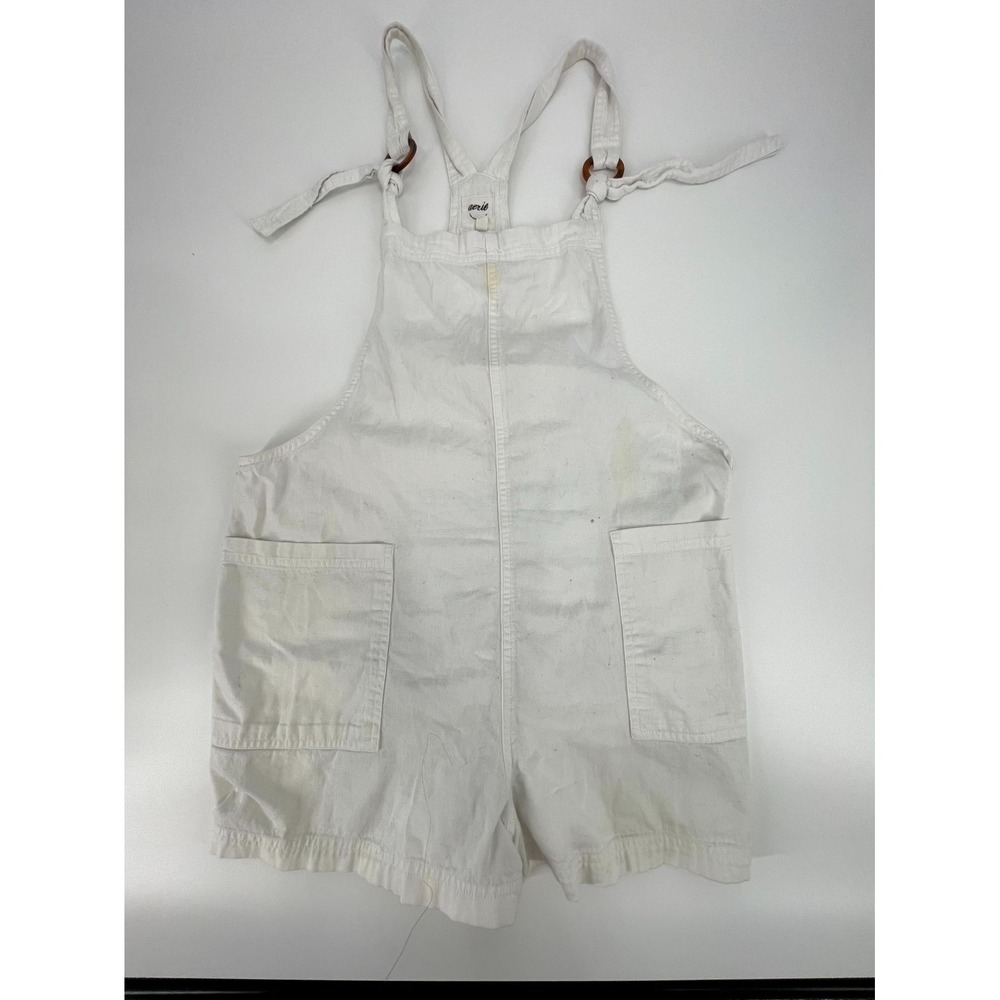 Aerie Beach Shortall Womens Large White Casual Summer Adjustable Straps Pockets